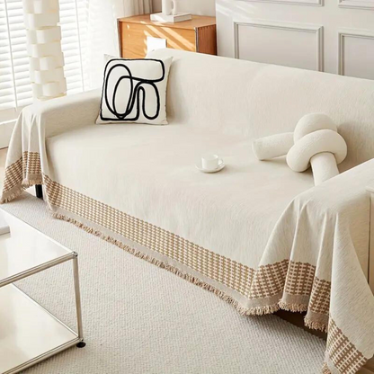 Sofa Cover Jacquard & Tassel Stain-Resistant