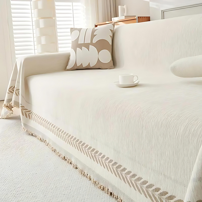 Sofa Cover Jacquard & Tassel Stain-Resistant