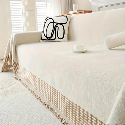 Sofa Cover Jacquard & Tassel Stain-Resistant
