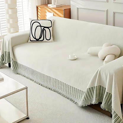 Sofa Cover Jacquard & Tassel Stain-Resistant