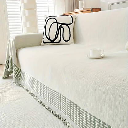 Sofa Cover Jacquard & Tassel Stain-Resistant