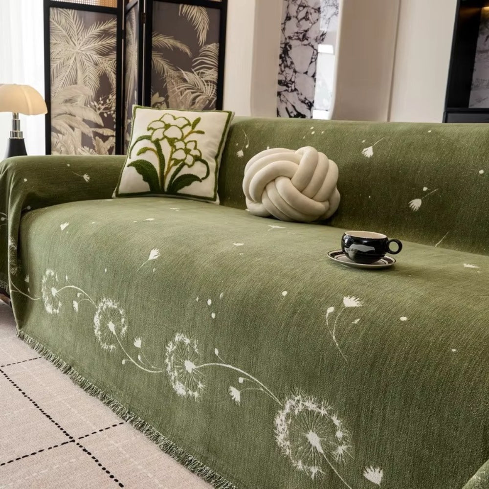 Sofa Cover Japandi Dandelion Print Breathable Microfiber Machine Washable
