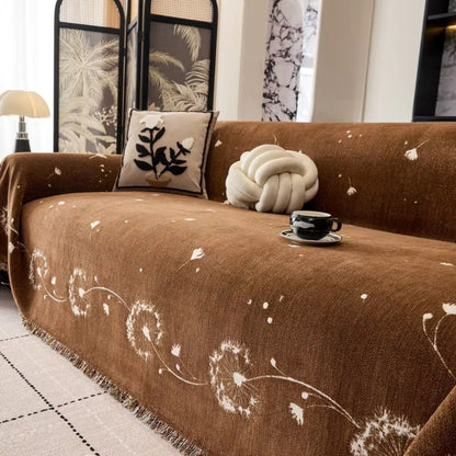 Sofa Cover Japandi Dandelion Print Breathable Microfiber Machine Washable