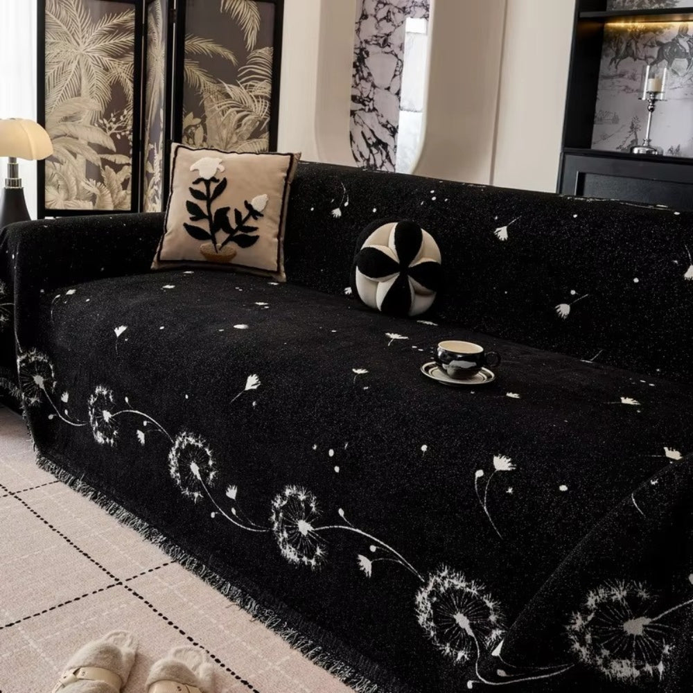 Sofa Cover Japandi Dandelion Print Breathable Microfiber Machine Washable
