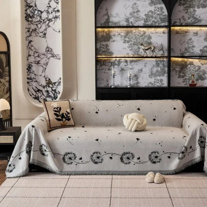 Sofa Cover Japandi Dandelion Print Breathable Microfiber Machine Washable