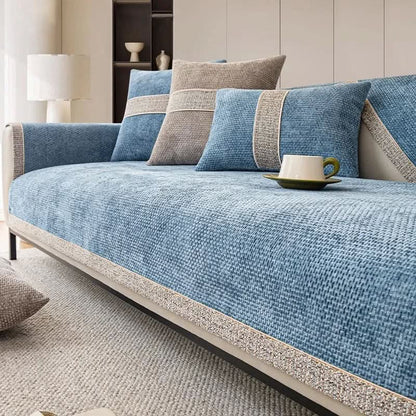 Sofa Cover Linen-Texture Non-Slip Machine-Washable Pet-Friendly Protection