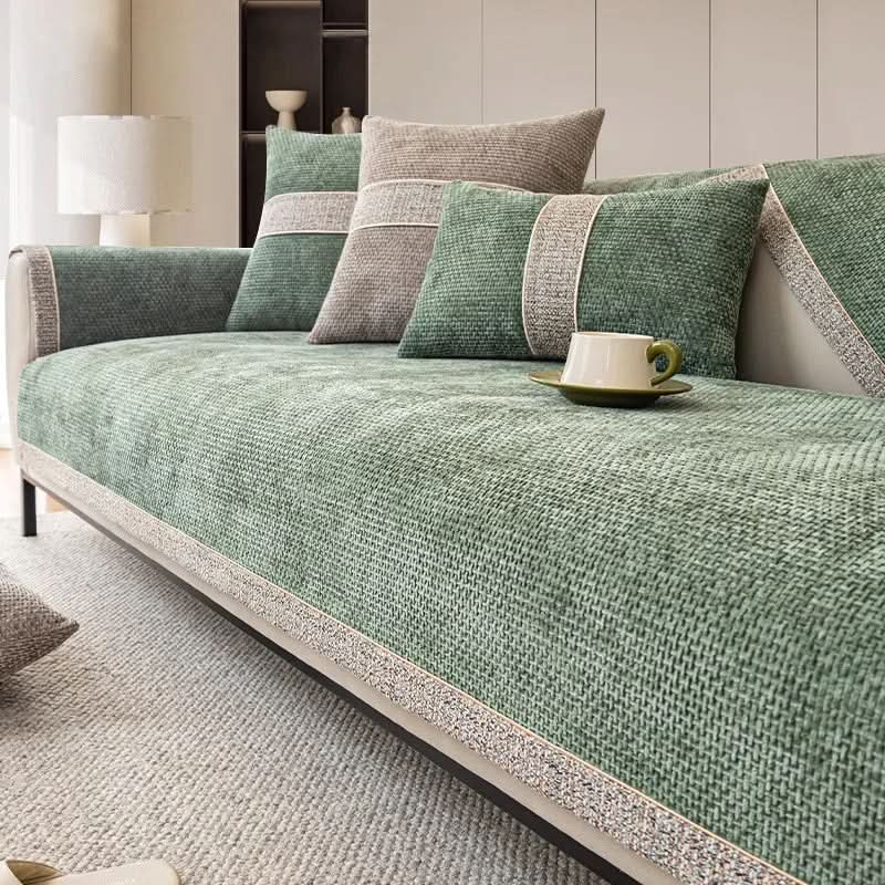 Sofa Cover Linen-Texture Non-Slip Machine-Washable Pet-Friendly Protection