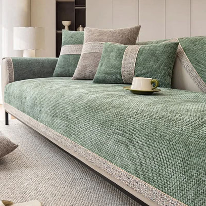 Sofa Cover Linen-Texture Non-Slip Machine-Washable Pet-Friendly Protection