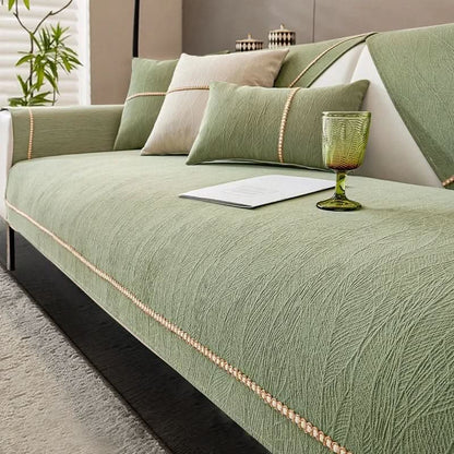 Sofa Cover Linen-Texture Non-Slip Machine-Washable Pet-Friendly Protection