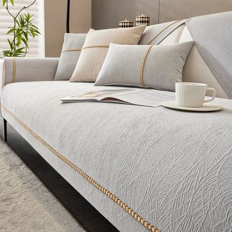 Sofa Cover Linen-Texture Non-Slip Machine-Washable Pet-Friendly Protection