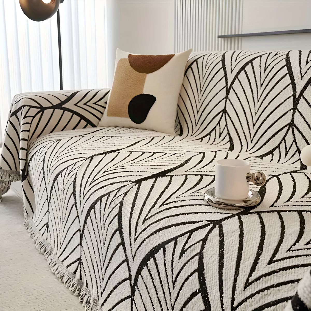 Sofa Cover Maple Leaf Microfiber Chenille Non-Slip Backing