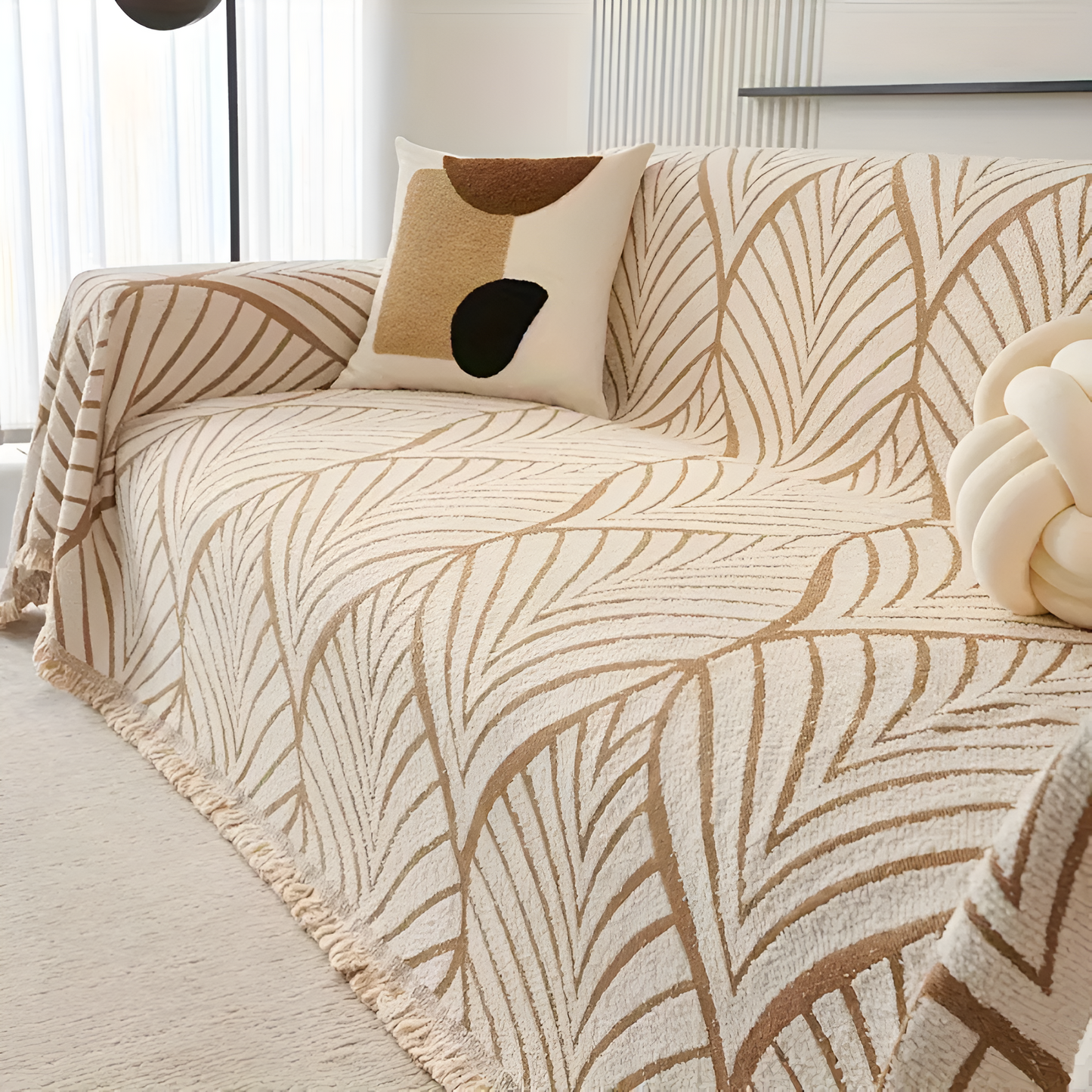 Sofa Cover Maple Leaf Microfiber Chenille Non-Slip Backing