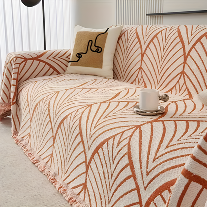 Sofa Cover Maple Leaf Microfiber Chenille Non-Slip Backing