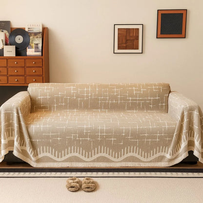 Sofa Cover Microfiber Blend Fringed Washable