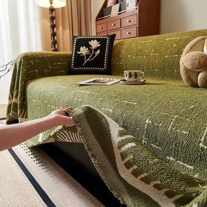 Sofa Cover Microfiber Blend Fringed Washable