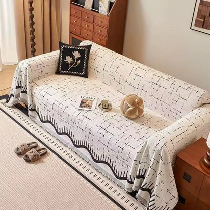 Sofa Cover Microfiber Blend Fringed Washable