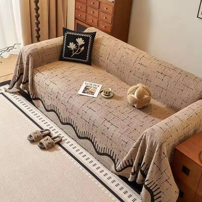 Sofa Cover Microfiber Blend Fringed Washable