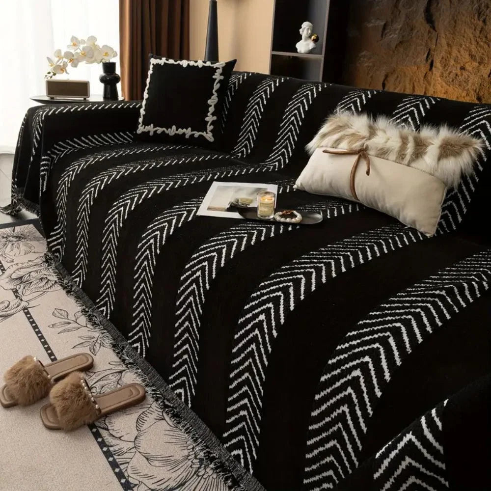 Sofa Cover Microfiber Chevron Geometric Print Machine Washable