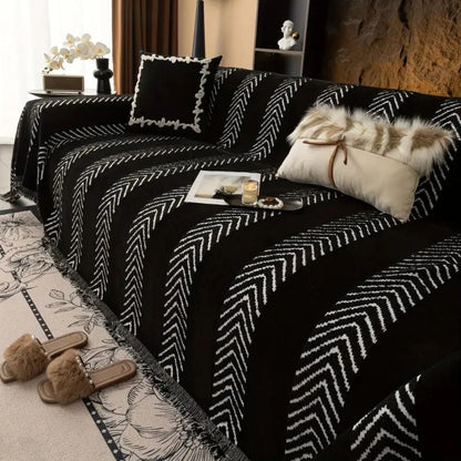Sofa Cover Microfiber Chevron Geometric Print Machine Washable
