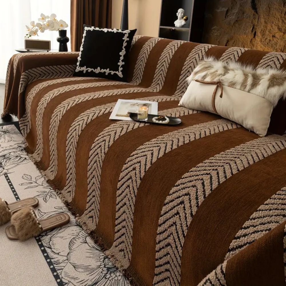 Sofa Cover Microfiber Chevron Geometric Print Machine Washable
