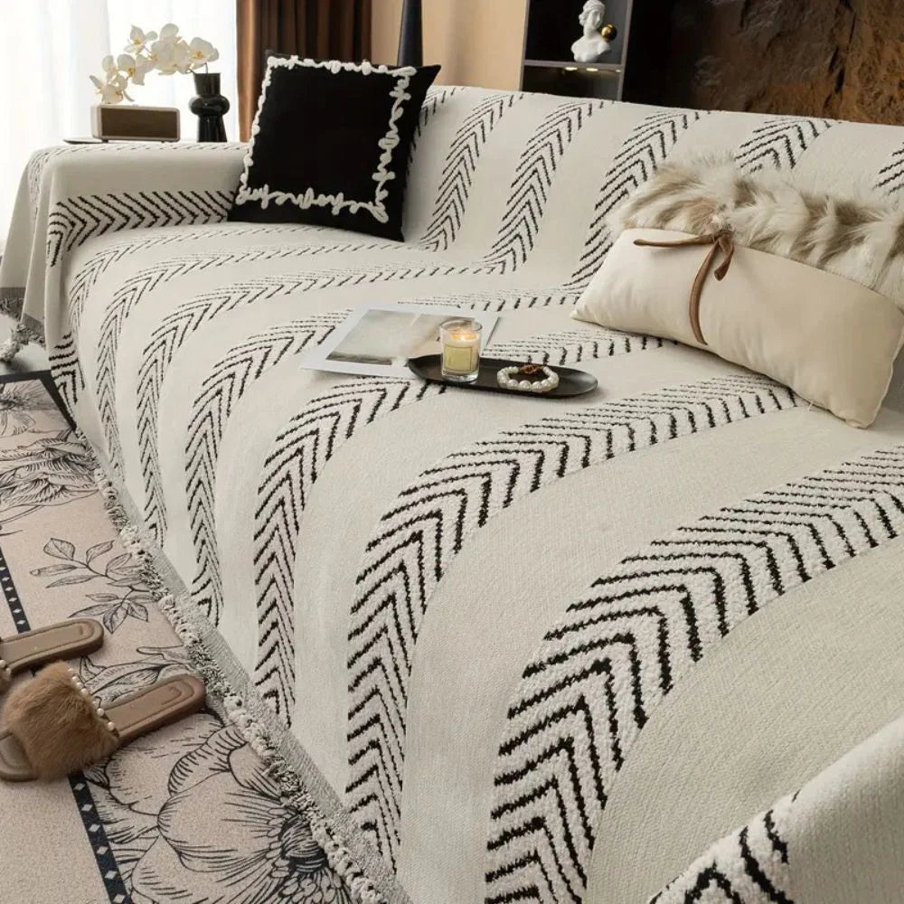 Sofa Cover Microfiber Chevron Geometric Print Machine Washable