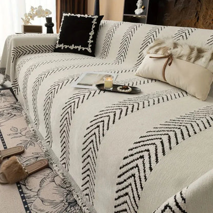 Sofa Cover Microfiber Chevron Geometric Print Machine Washable