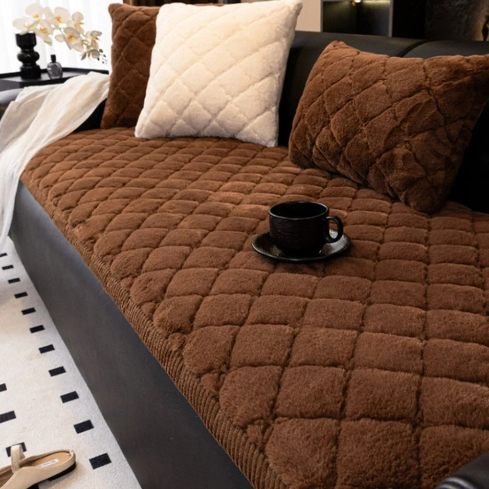 Sofa Cover Microfiber Diamond-Stitched Non-Slip Backing