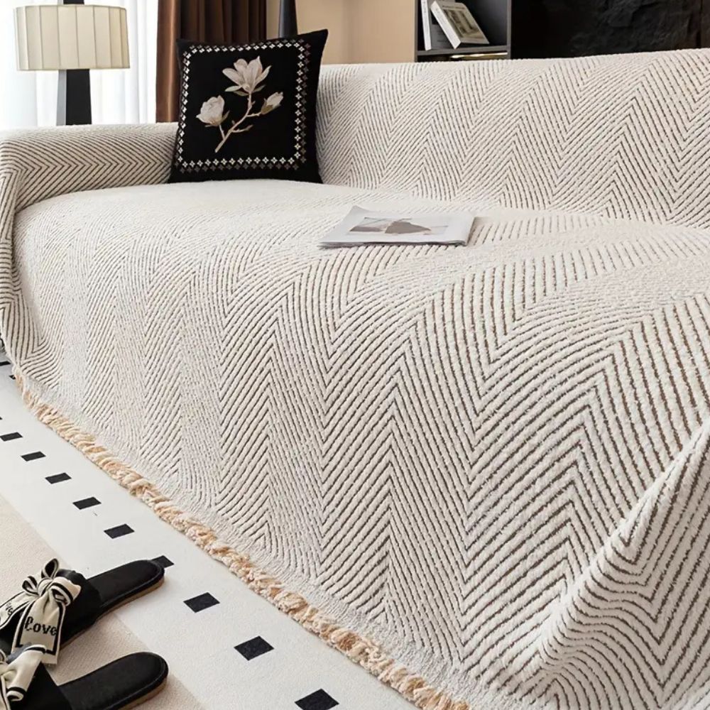 Sofa Cover Microfiber Herringbone Water-Resistant & Non-Slip
