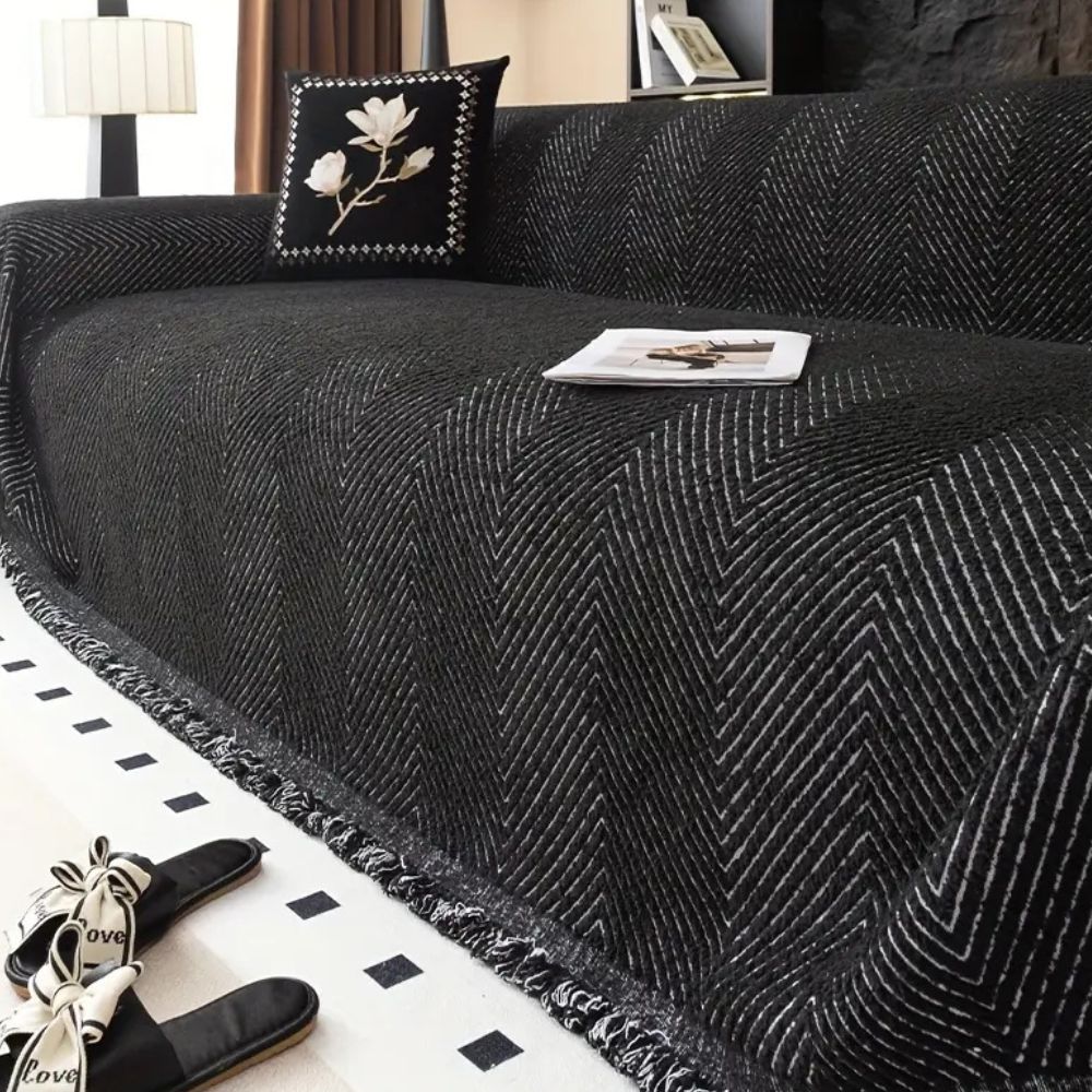 Sofa Cover Microfiber Herringbone Water-Resistant & Non-Slip