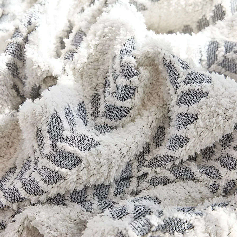 Sofa Cover Microfiber Leaf Pattern & Fringed Edge