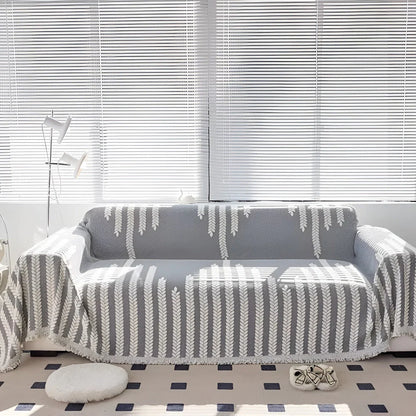Sofa Cover Microfiber Leaf Pattern & Fringed Edge