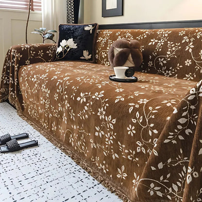Sofa Cover Microfiber Non-Slip Tassel Edges