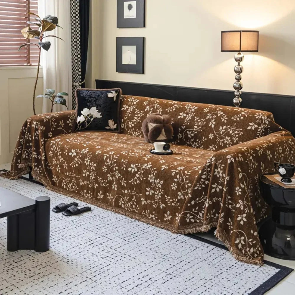 Sofa Cover Microfiber Non-Slip Tassel Edges