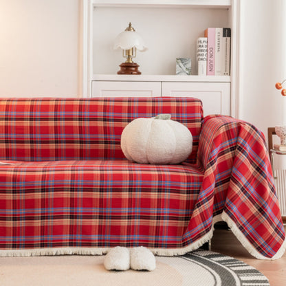 Sofa Cover Microfiber Plaid Machine Washable Fade-Resistant