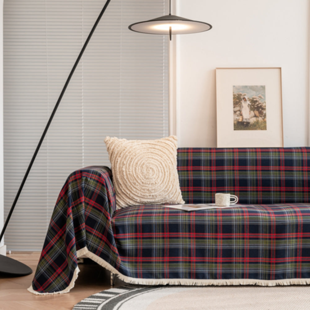Sofa Cover Microfiber Plaid Machine Washable Fade-Resistant