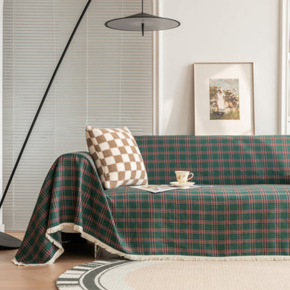Sofa Cover Microfiber Plaid Machine Washable Fade-Resistant