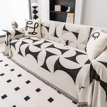 Sofa Cover Mid-Weight Chenille Tassel Edges Machine Washable