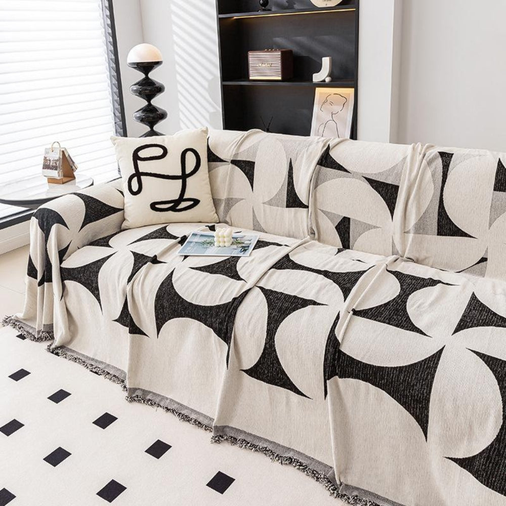 Sofa Cover Mid-Weight Chenille Tassel Edges Machine Washable