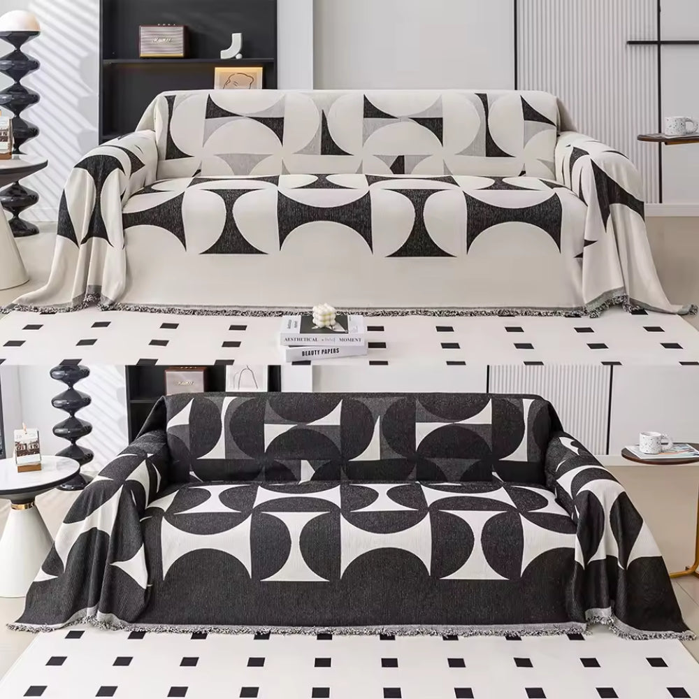 Sofa Cover Mid-Weight Chenille Tassel Edges Machine Washable