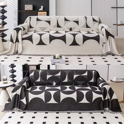Sofa Cover Mid-Weight Chenille Tassel Edges Machine Washable