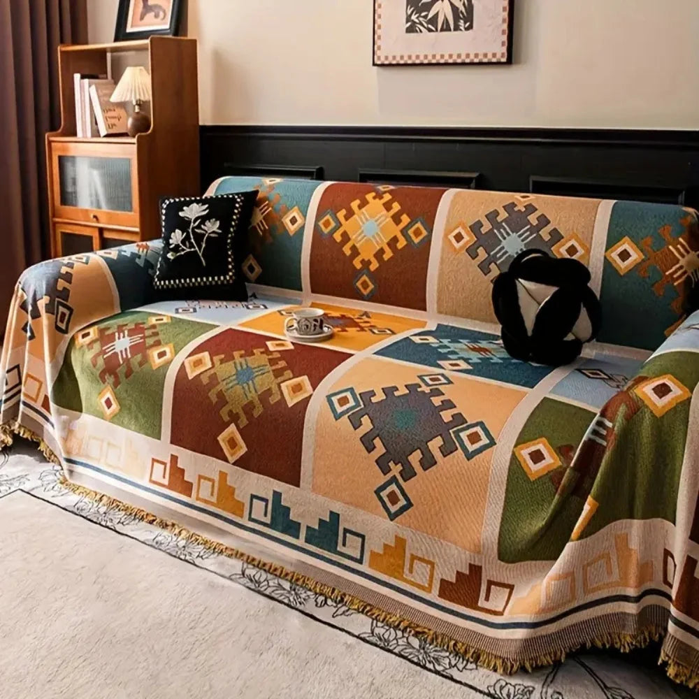 Sofa Cover Modern Geometric Microfiber Anti-Slip
