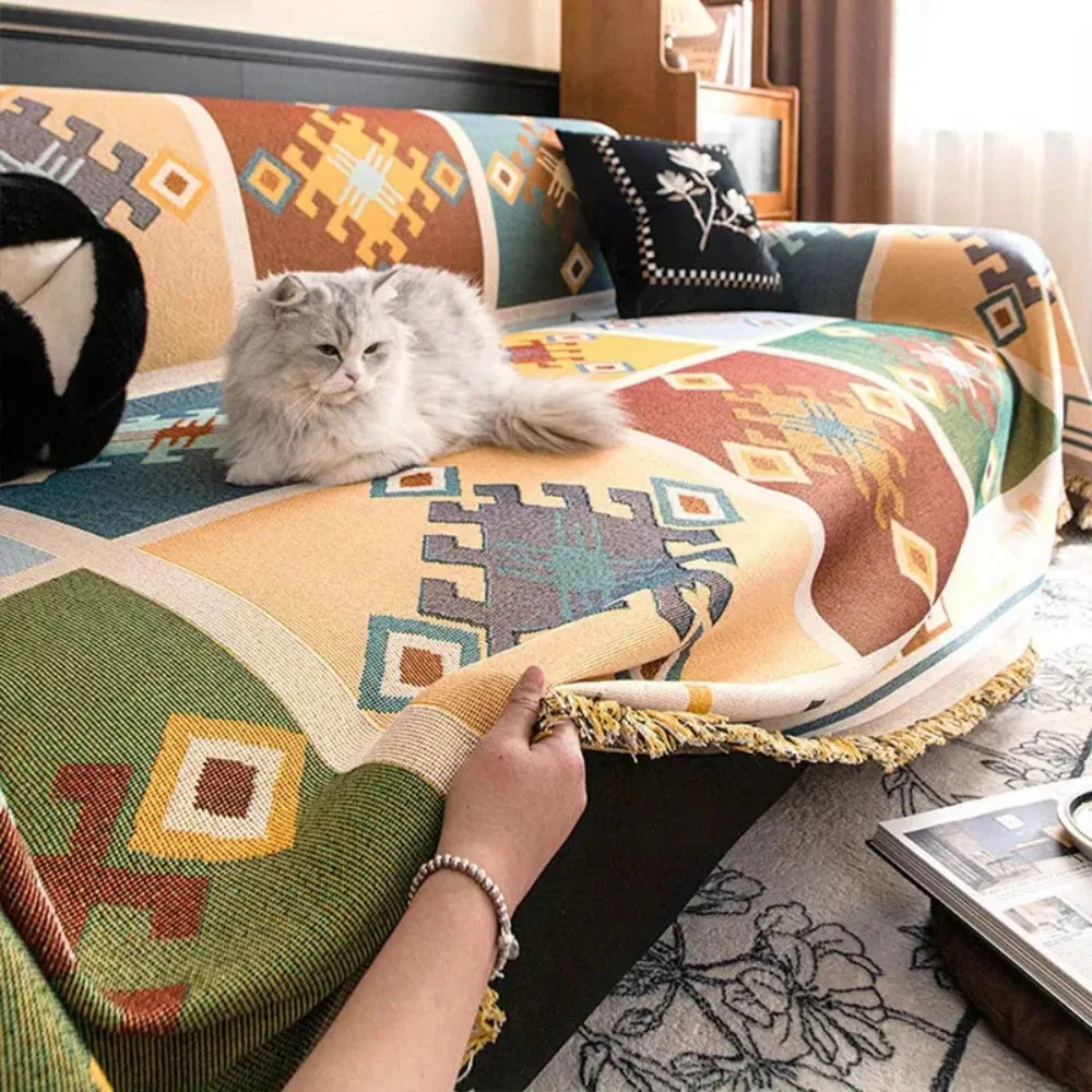 Sofa Cover Modern Geometric Microfiber Anti-Slip
