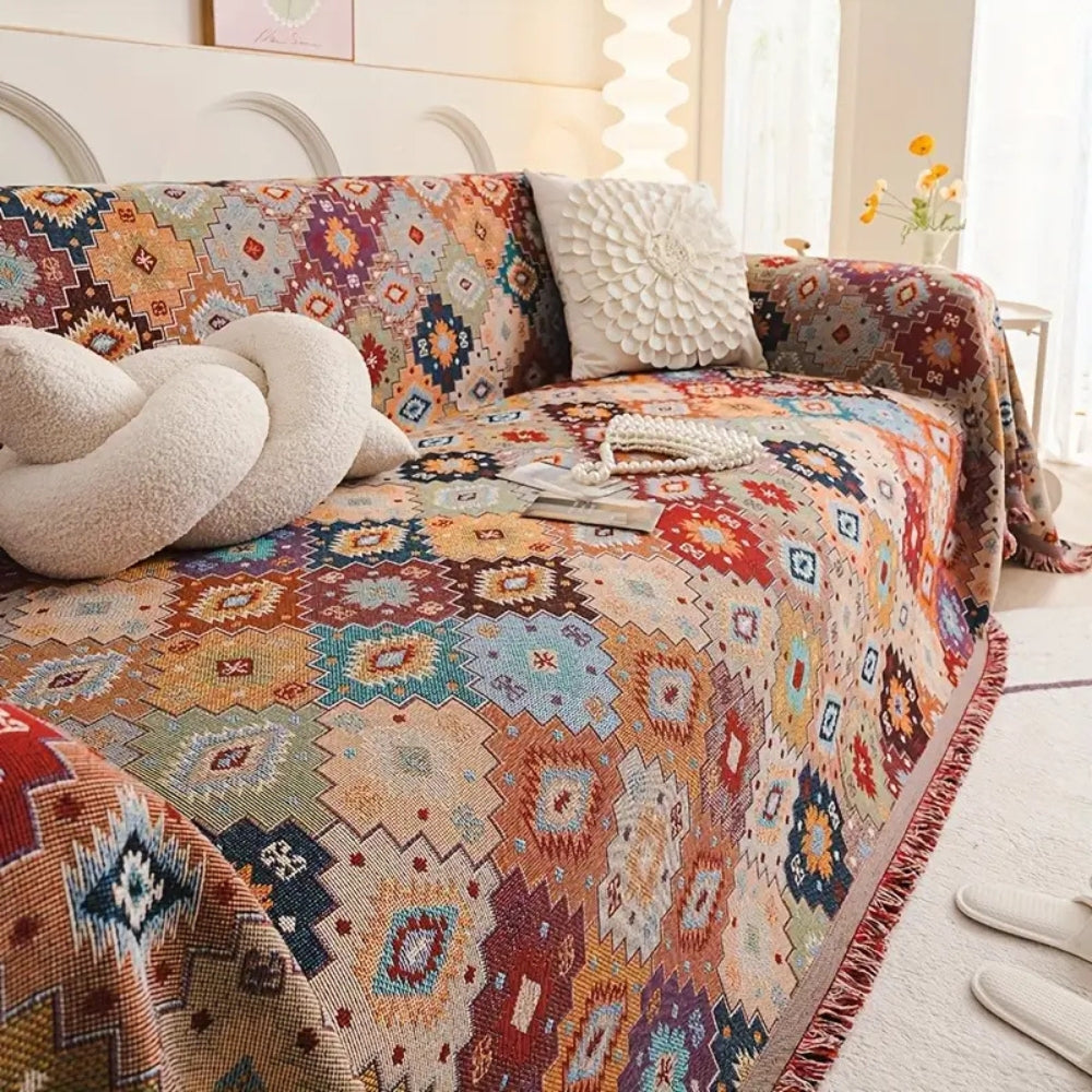 Sofa Cover Mosaic Pattern Microfiber & Machine Washable
