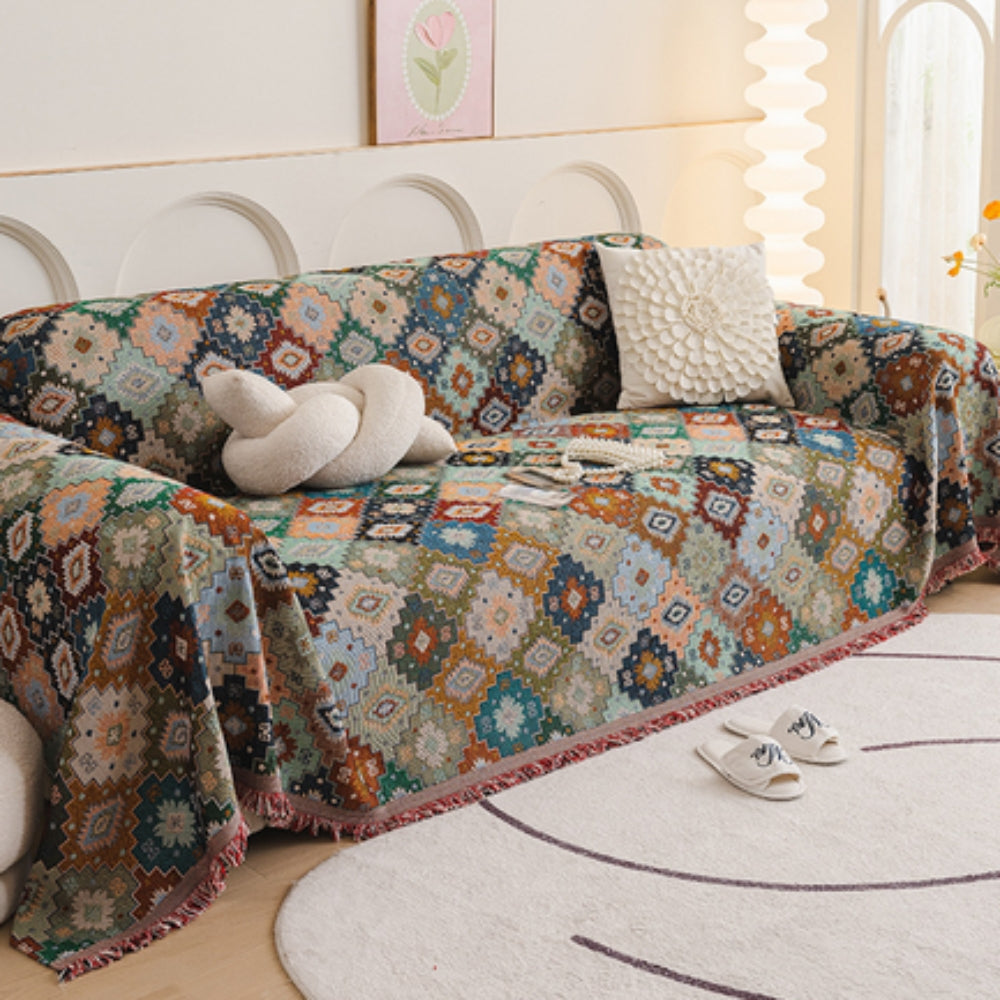 Sofa Cover Mosaic Pattern Microfiber & Machine Washable