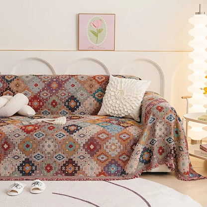 Sofa Cover Mosaic Pattern Microfiber & Machine Washable