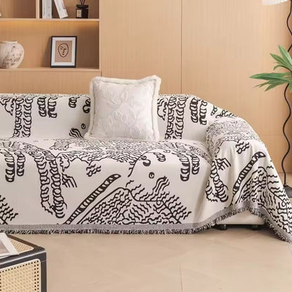 Sofa Cover Nature Sketch Reversible Microfiber Blend