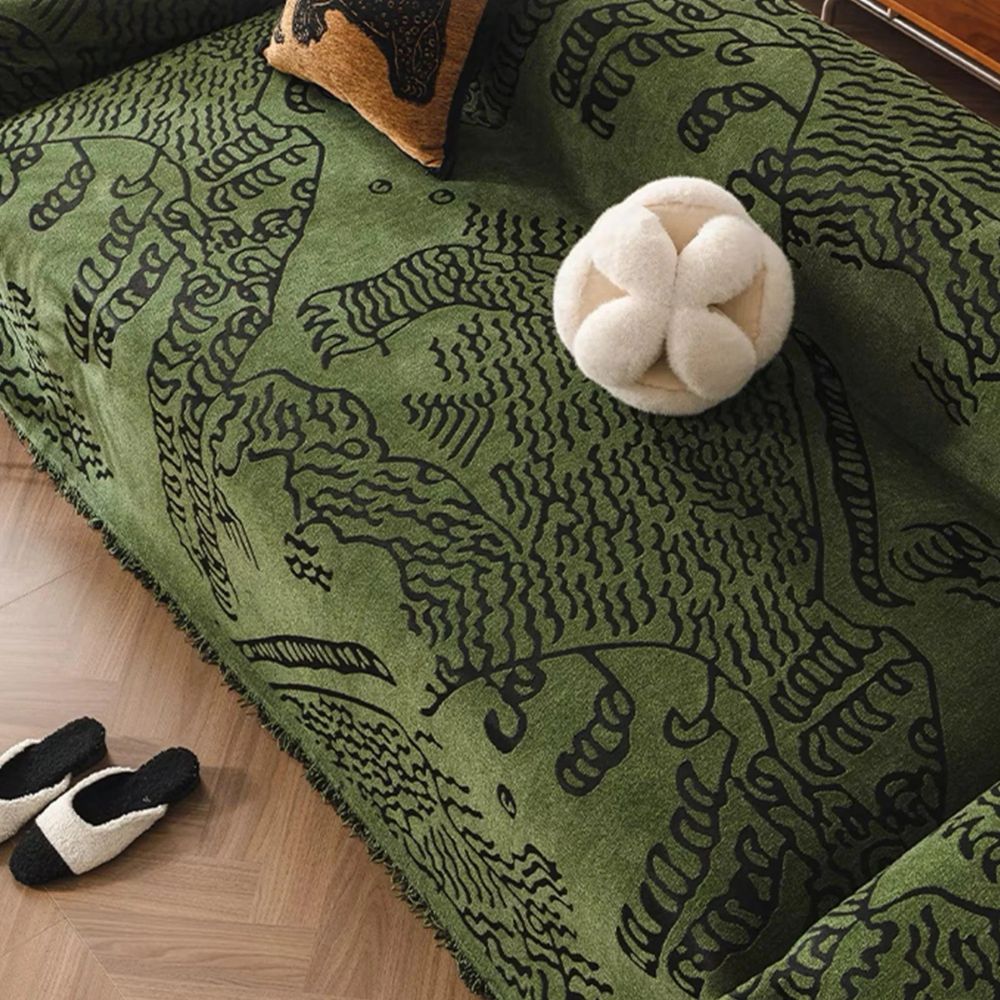 Sofa Cover Nature Sketch Reversible Microfiber Blend