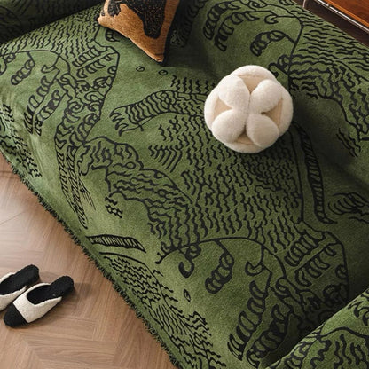 Sofa Cover Nature Sketch Reversible Microfiber Blend