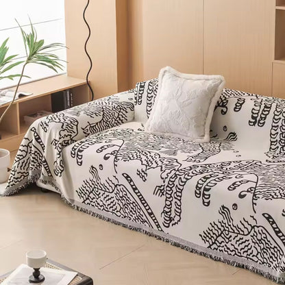 Sofa Cover Nature Sketch Reversible Microfiber Blend