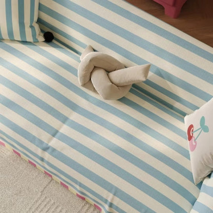 Sofa Cover Pastel Striped Microfiber Machine Washable